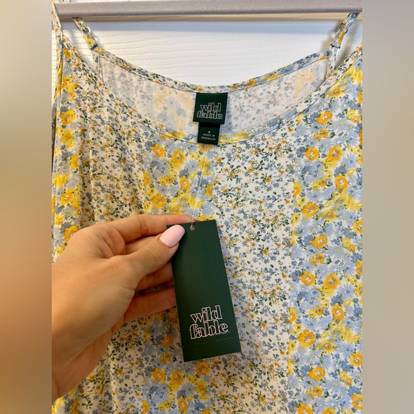 Wild Fable White, Blue & Yellow Floral Print Cami Dress - Picture 4 of 7